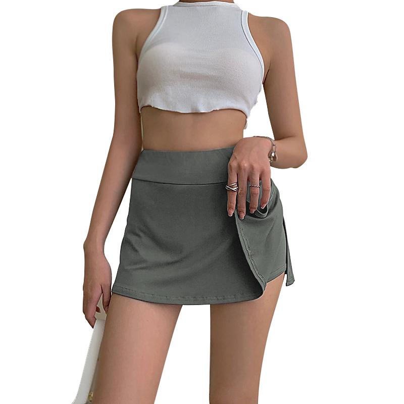 Gorgeous Women's Tennis Mini Skirt: Solid - color High - waist Wrap Miniskirt with Lining Shorts for Girls Casual Fabric