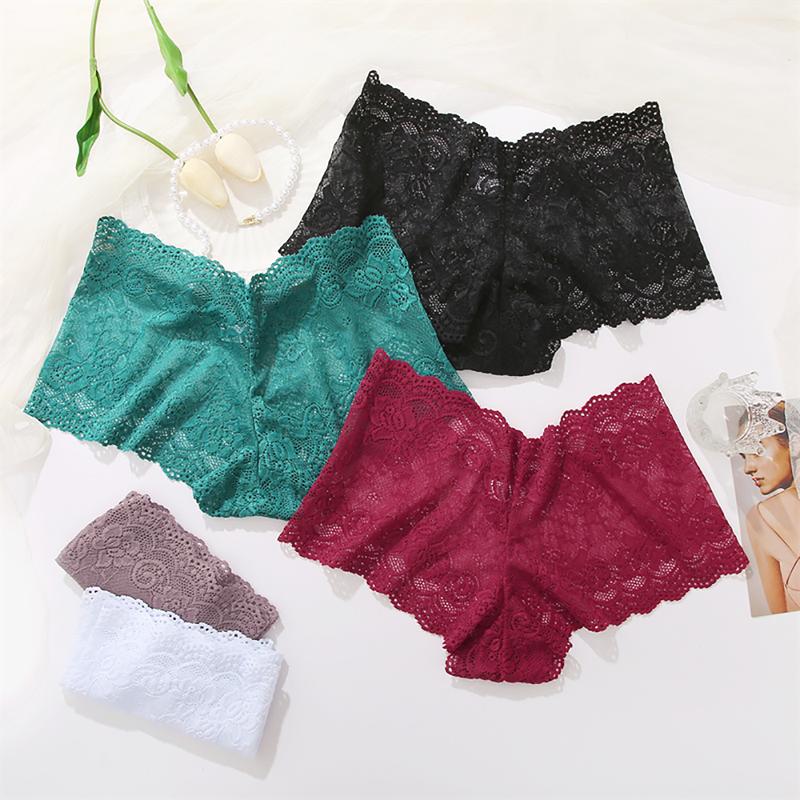 FINETOO 9PCS Sweet Underwear for Women V-Waist Shorts Women' s Underwear Lightweight Soft Lace High Waist Panties