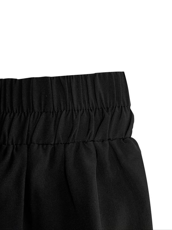 Women's Plain Ruffle Hem High Waist A Line Skirt, Casual Frill Trim Elastic Waist Skirt for Daily Wear, Ladies Bottoms for All Seasons