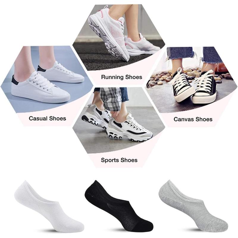 No Show Socks Womens Low Ankle Non Slip Footies for Sneakers Slip-Ons Flats Loafers (6-9 Pairs)