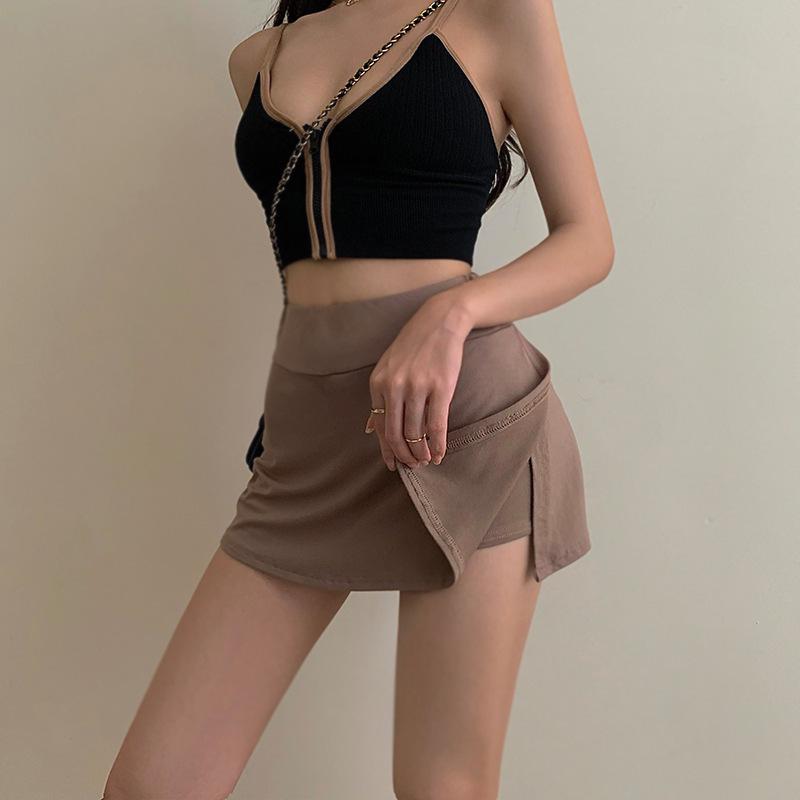 Gorgeous Women's Tennis Mini Skirt: Solid - color High - waist Wrap Miniskirt with Lining Shorts for Girls Casual Fabric