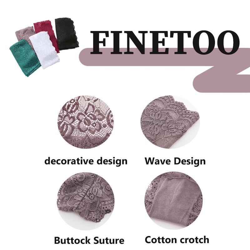 FINETOO 9PCS Sweet Underwear for Women V-Waist Shorts Women' s Underwear Lightweight Soft Lace High Waist Panties