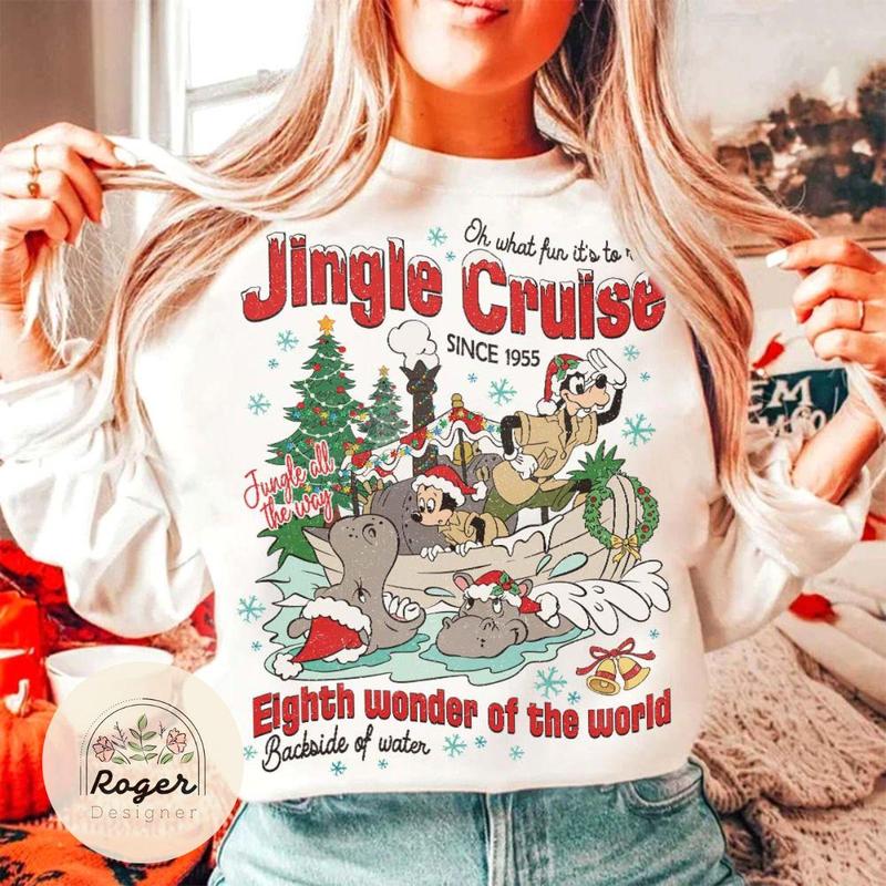 Vintage Jungle Cruise Ride Backside Of Water Christmas shirt, Jingle Cruise M & friends Family Christmas Vacation Sweatshirt WKGY