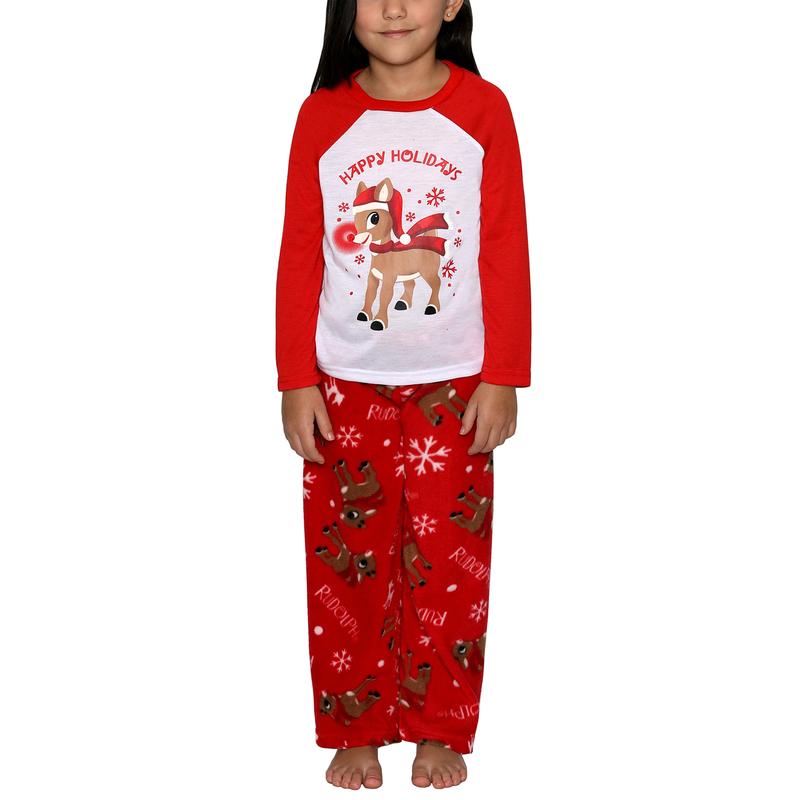 2024 New Christmas Family Pajamas Set, Deer Print Long Sleeve Round Collar Pullover+Trousers Xmas Pj's Clothes Homewear Sleepwear Loungewear Nightwear for Women Men Kids Pants Womenswear