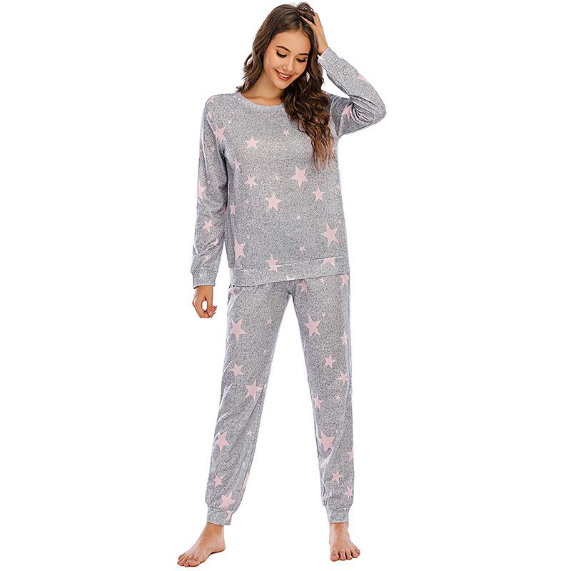 Women's Autumn and Winter Pajamas Five-Pointed Star Casual Ladies Long Sleeve Ladies' Homewear