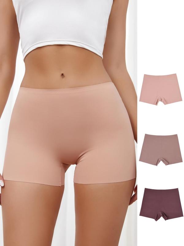 Women's Plain Seamless Boxer Briefs, Casual Comfort Breathable Knickers, Summer Panties Pack, Back To School Gifts, Women's Underwear for Fall Daily Wear, Summer Wear 2024, Fall Wear, Fallfreshness