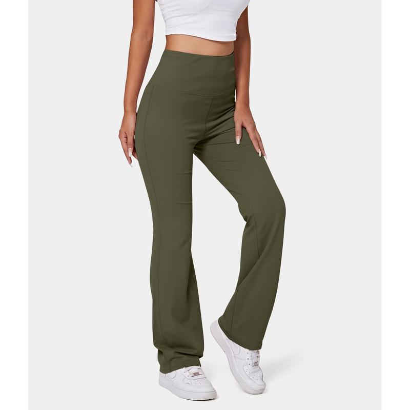 Halara High Waisted Back Pocket Plain Slight Flare Leggings