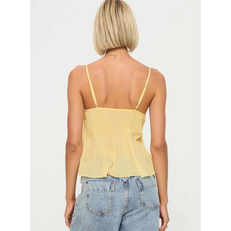 Zami Pleat Top Lemon