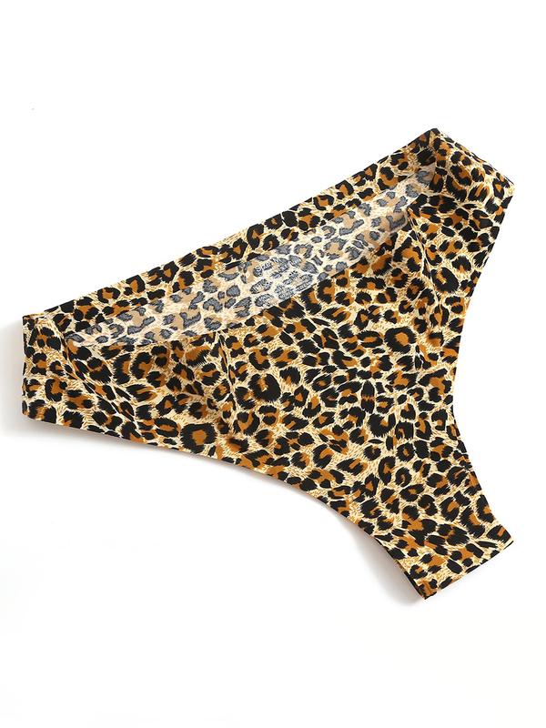 Women's 6pcs Leopard Print Drop Waist Panty, Comfy Breathable Seamless Panties for Daily Wear, Women's Knicker for All Seasons