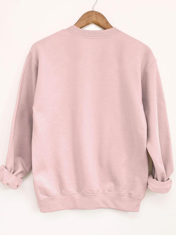 Women's Letter Print Round Neck Sweatshirt, Casual Long Sleeve Crew Neck Pullover for Spring & Fall, Fashion Women's Top for Daily Wear