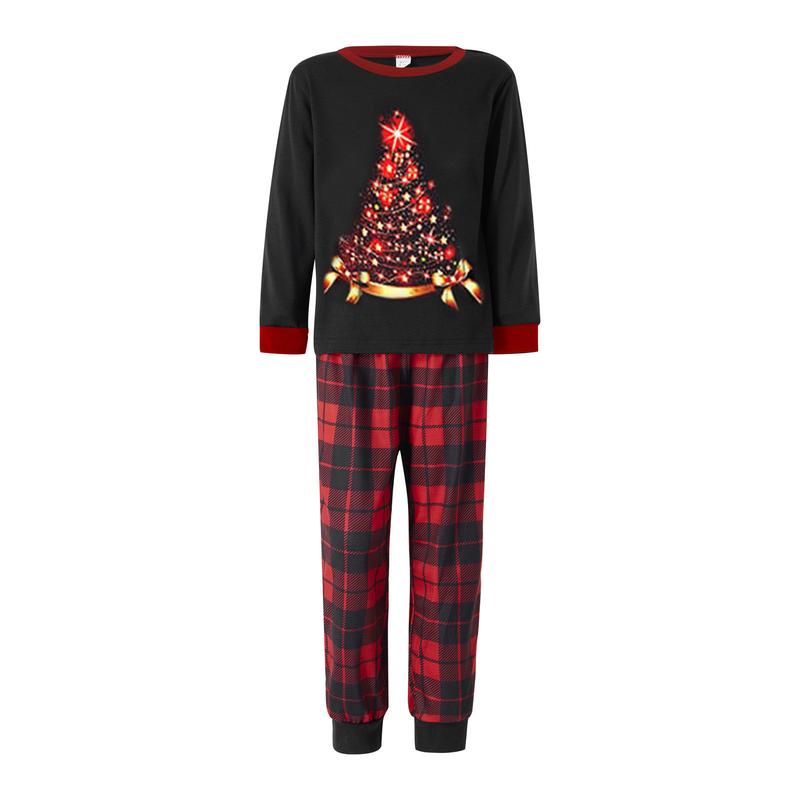 2024 New Xmas Pj's Clothes Christmas Family Pajamas Matching Set Elk Print Long Sleeve Tops and Stretch Plaid Pants Sleepwear Soft Nightwear Homewear Loungewear