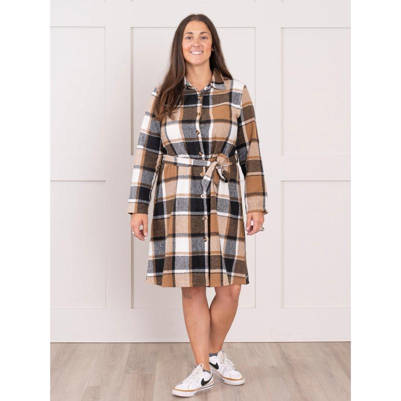 Mom & Me Brown & Black Plaid Flannel Dress